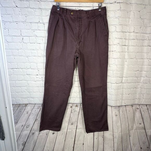 Vintage Bugle Boy Pleated Pants Men's Purple Maroon W36 x L32 - Picture 1 of 10